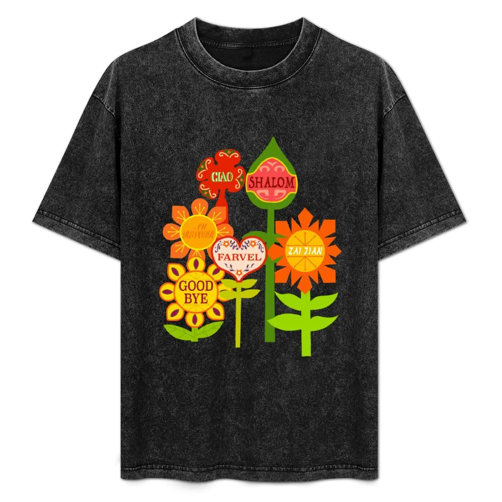 It's A Small World Goodbye Room Flowers T-Shirt Outdoor Work Short Sleeve Top
