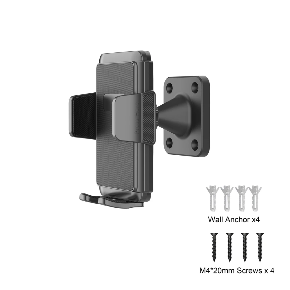 360 Adjustable Phone Holder Wall Mounted Mobile Phone Stand Hands-Free Stabilization Bracket for 4.7-7.2'' Phones