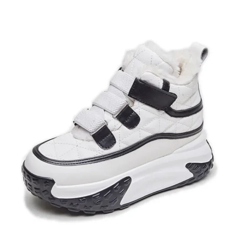 

7 см из натуральной кожи, модные женские ботильоны на танкетке, осенняя теплая женская зимняя обувь, ботильоны, высокие кроссовки с крючками и петлями