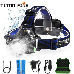 ZK20 TL900 LED Headlamp L2/V6 Headlight Zoom Waterproof Flashlight Rechargeable Battery Three Light Switch Mode Camping Flashing