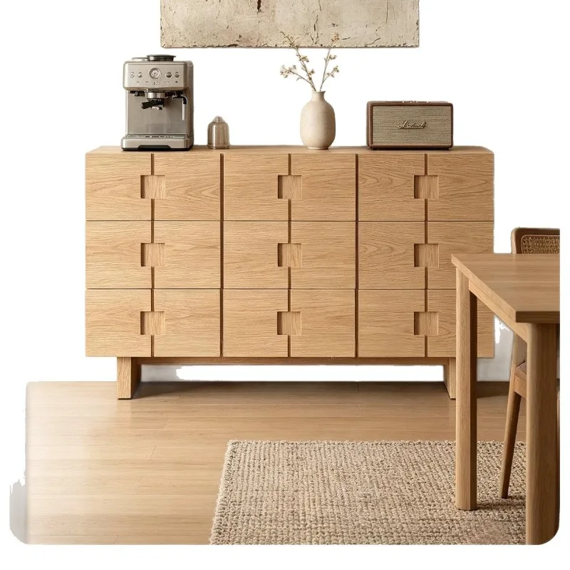 Log wind solid wood nine chest cabinet, living room Japanese log wind storage cabinet, bedroom against the wall, bedside drawer
