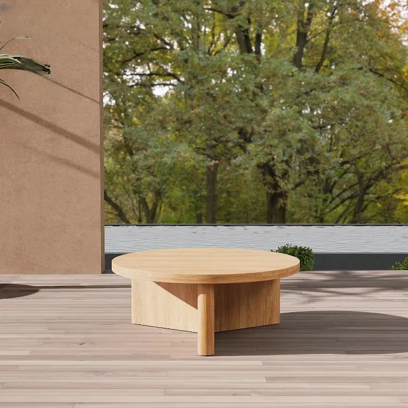 Modern Customized Solid Wood Teak Outdoor Garden Furniture Round Table Wood Coffee Table For Garden