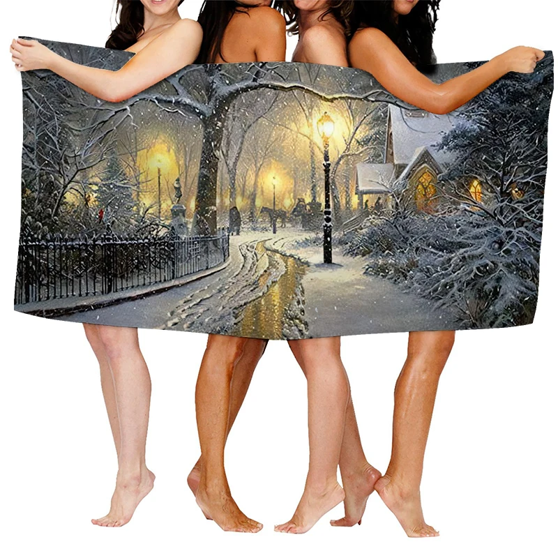 Home bath towels for the body towels bathroom quick drying microfiber beach towel Oil painting style man large sports towel