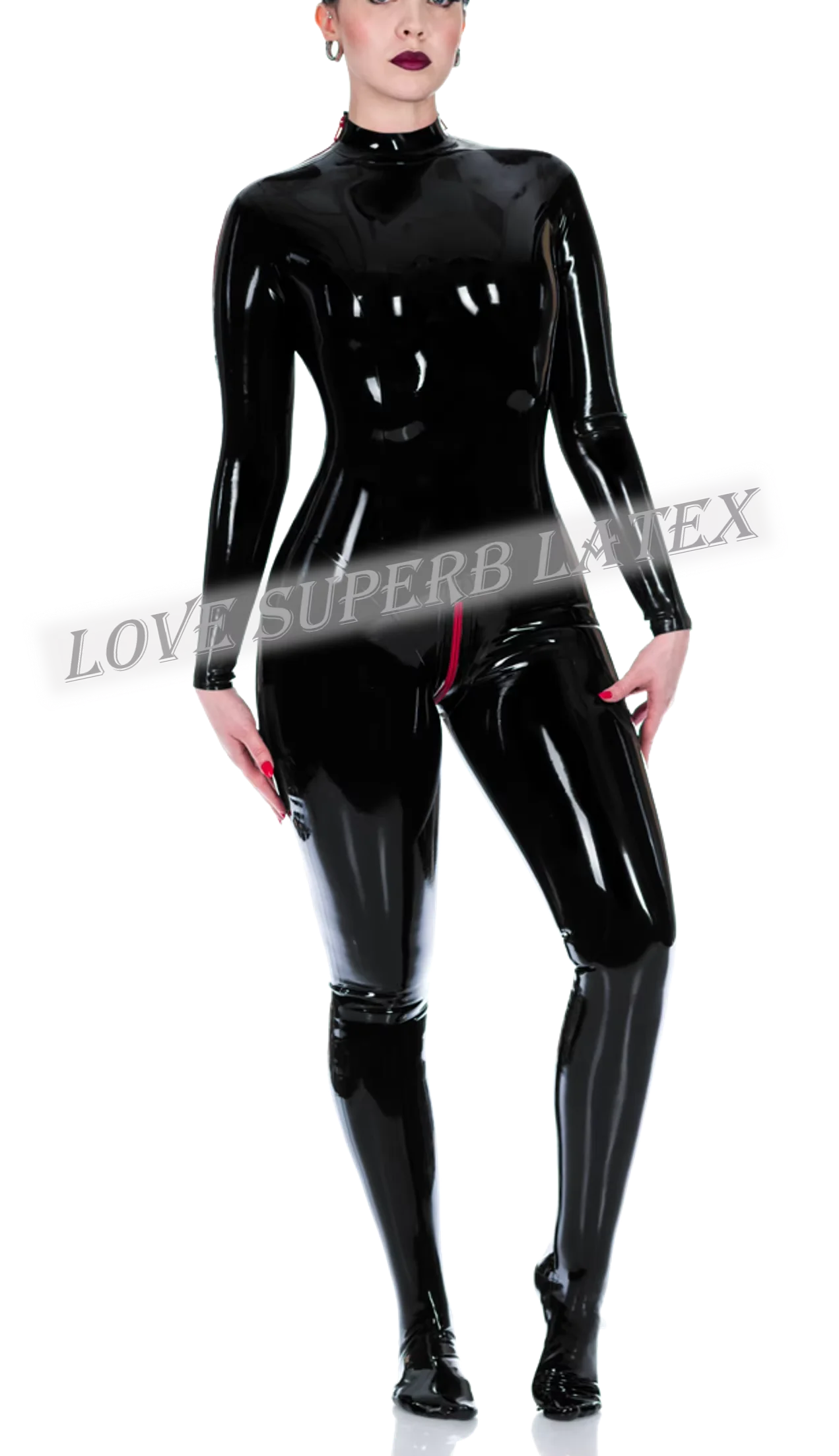 Catsuit de látex de goma para mujer, cremallera de doble hombro con cremallera en la entrepierna, ropa Sexy para discoteca personalizada