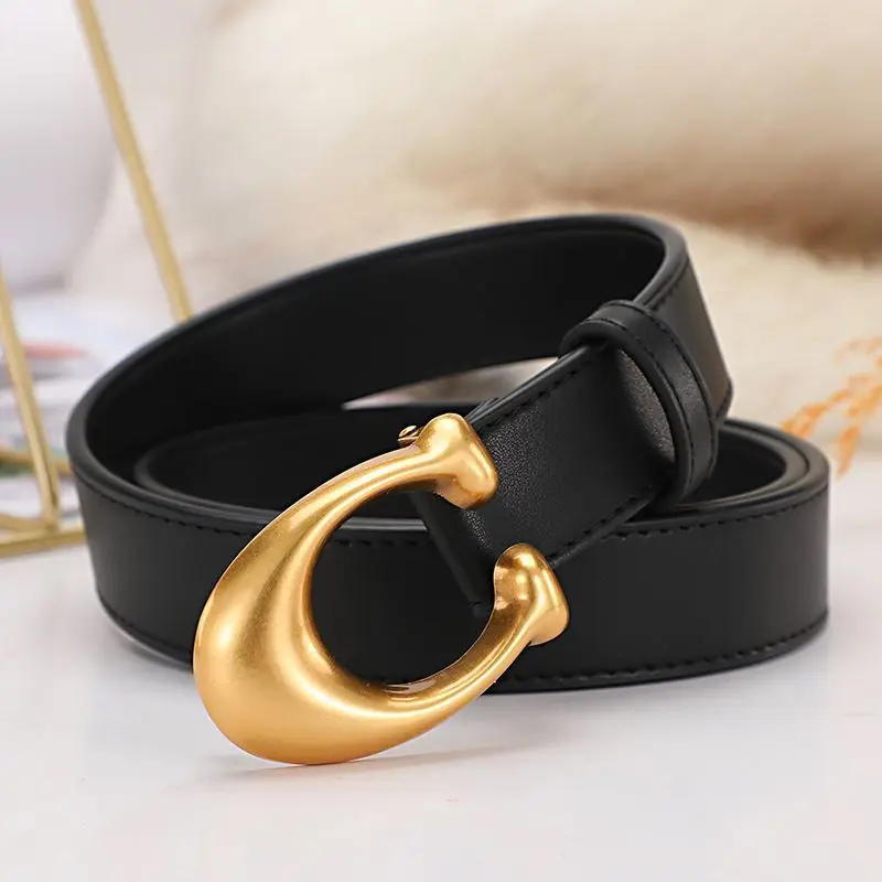 

Женский роскошный дизайнерский ремень премиум-класса, новый винтажный стиль, универсальный и прочный кожаный джинсовый ремень, кожаный ремень, прочная воловья кожа.