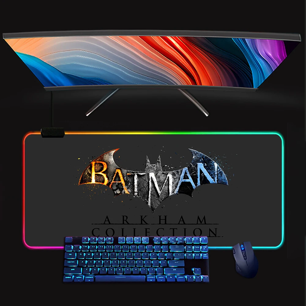 Batmans Movie RGB Pc Gamer Keyboard Mouse Pad Mousepad LED Glowing Mouse Mats Rubber Gaming Computer Mausepad