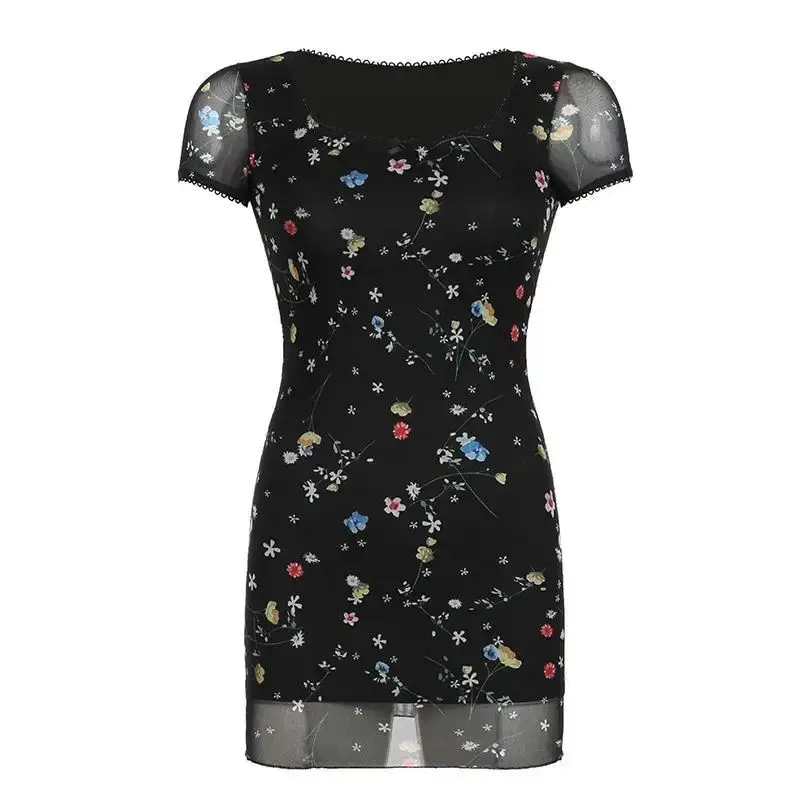Sexy vintage 2000s renda estética vestido f e moda fena roupas flo