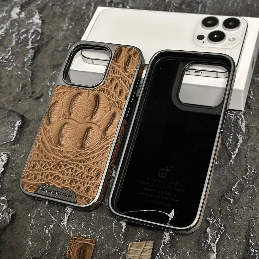 아이폰 케이스, 진짜 가죽, 악어 클로 패턴, 고급 비즈니스 휴대폰 케이스에 적합