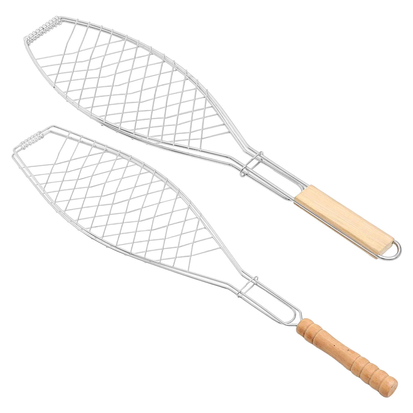 

2Pcs BBQ Grill Tools for Barbecue Lovers Outdoor Net Handle Fish Grilling Wire Frame Meat Vegetables Easy Clean Durable Storage