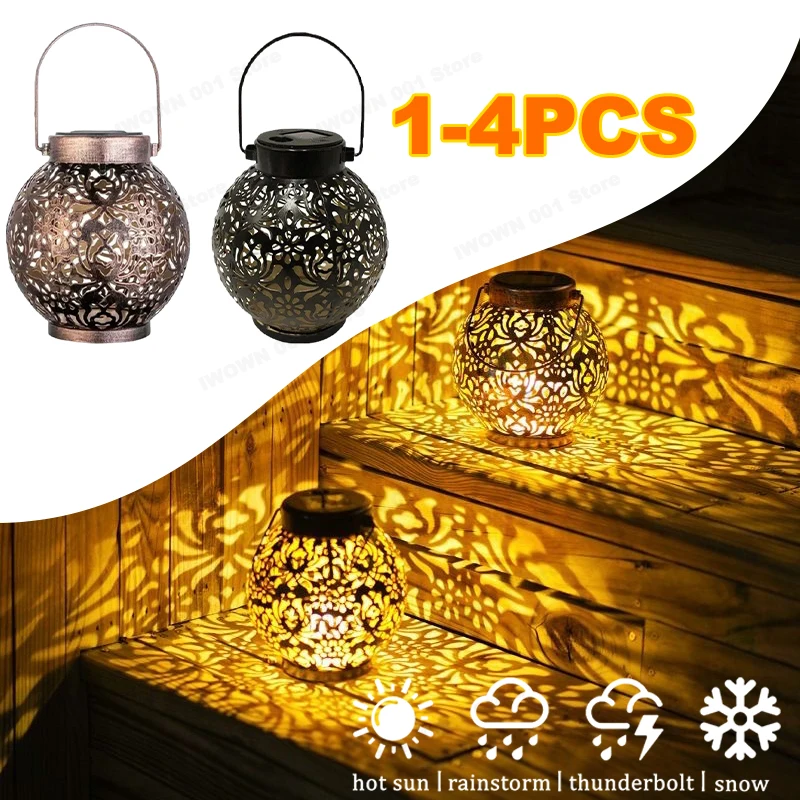 

Creative LED Solar Iron Hanging Lamp for Outdoor Courtyard Garden Lawn Iron Piece Hollow Projection Ambient Lighting