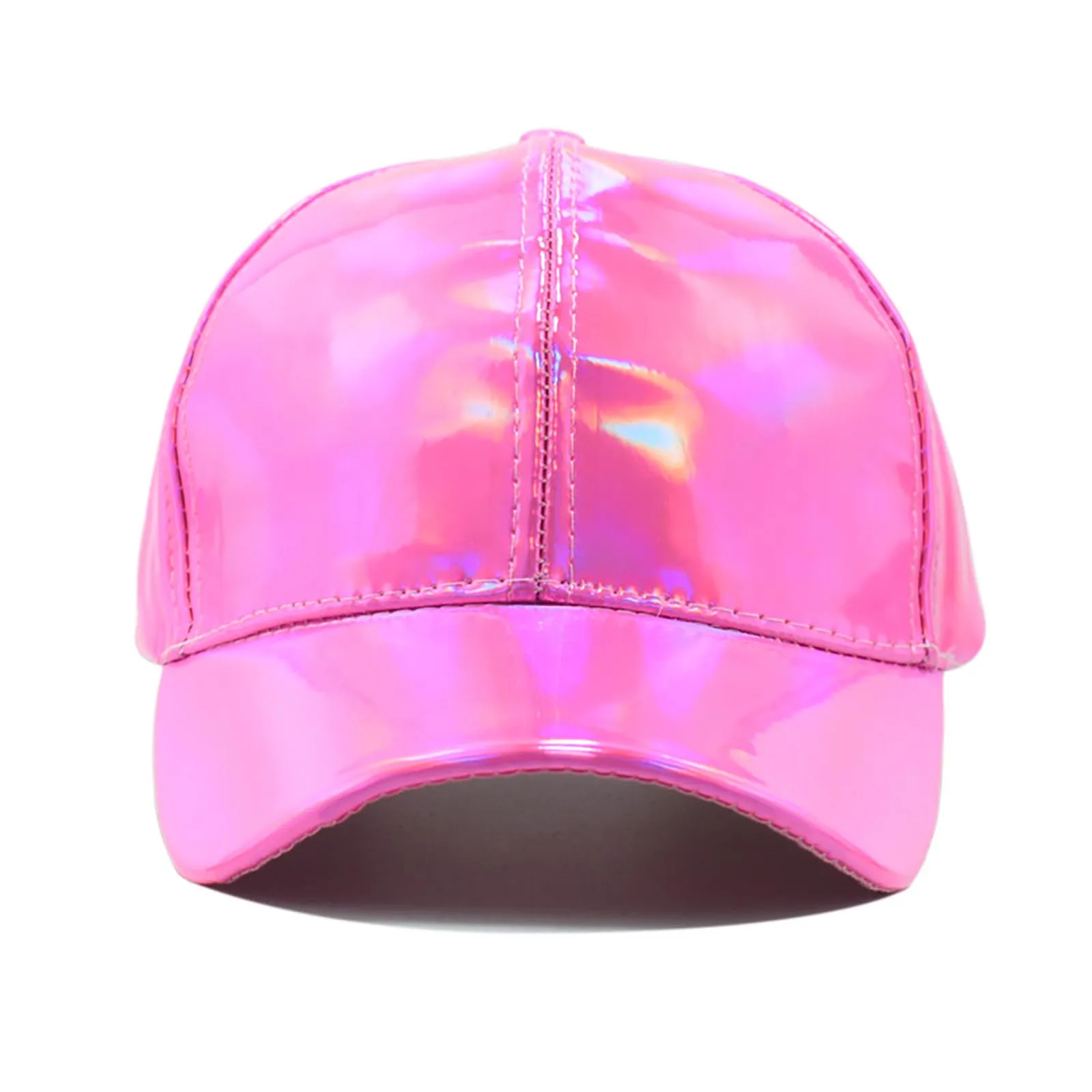 Unisex Baseball Cap Hat Men Women PU Leather Glitter Metallic Holographic Hat Adjustable Strapback for Hip Hop Sports