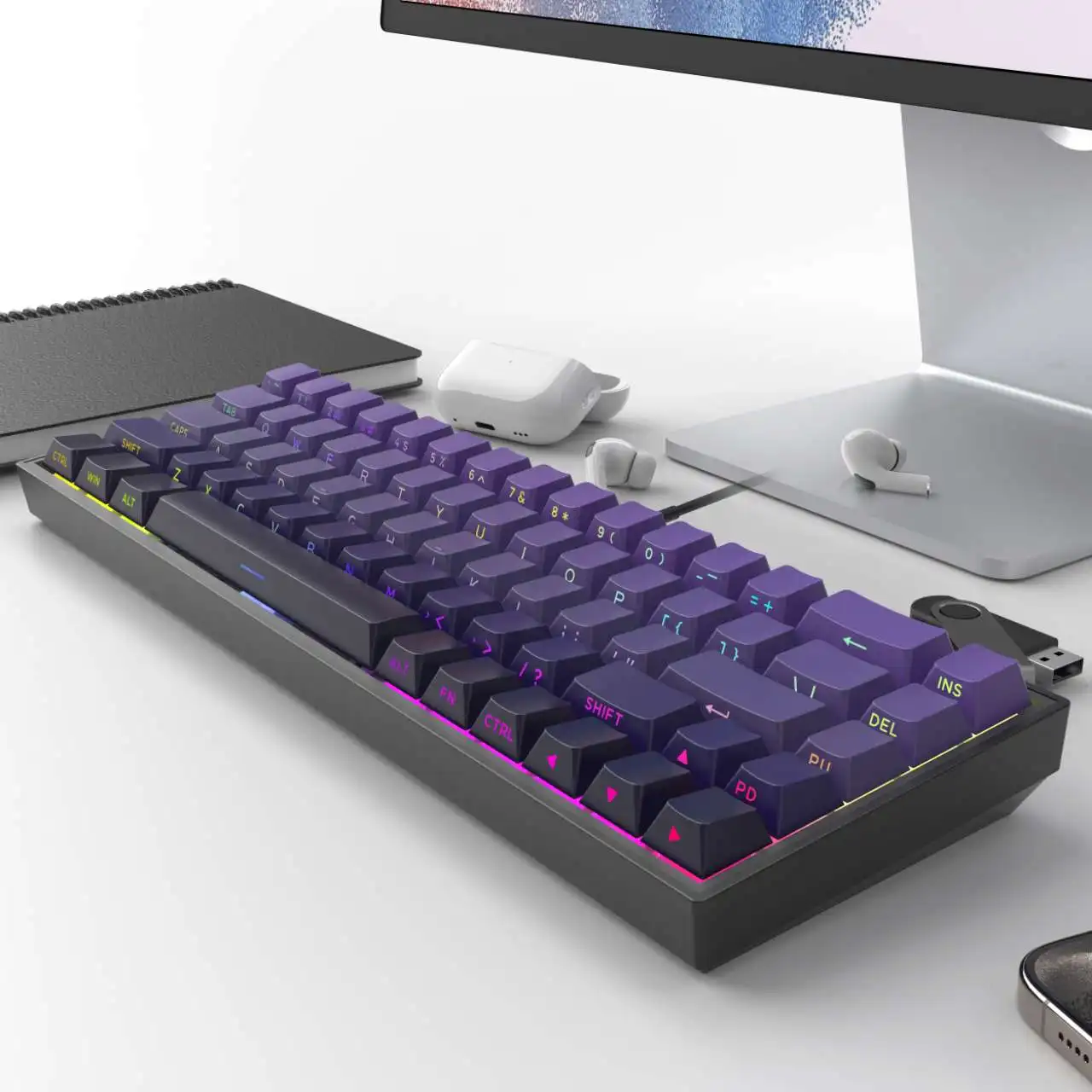 Customize Arabic Spanish Russian Layout 65 Percent Mechanical Keyboard Hot-swap 68 Keys RGB 65% Wired Mechanical Keyboard