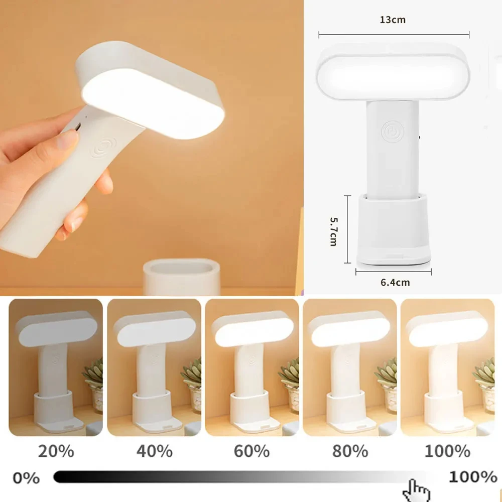 Recarregável escurecimento Eye Protection Desk Lamps, candeeiro de mesa, Gabinete Wardrobe Night Light, Estudante leitura livro luzes