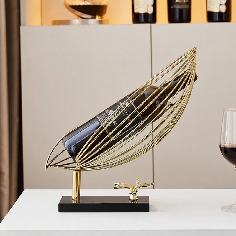 

Red wine rack ornaments luxury high-grade oblique creative shelf simple modern wine cabinet decorations living room.