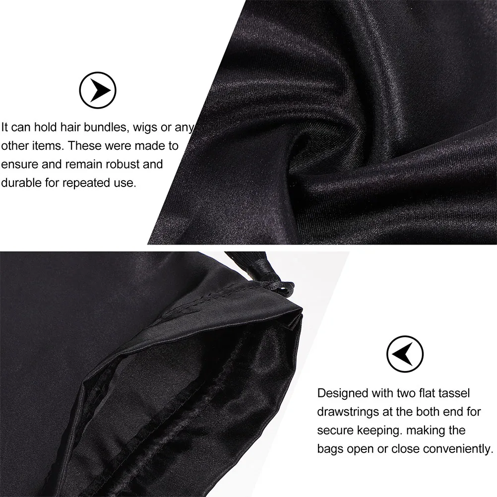 

3 Pcs Satin Drawstring Tassel Pouches Hair Extension Storage Bag Lightweight Durable Travel Toiletry Makeup Brush ganizer