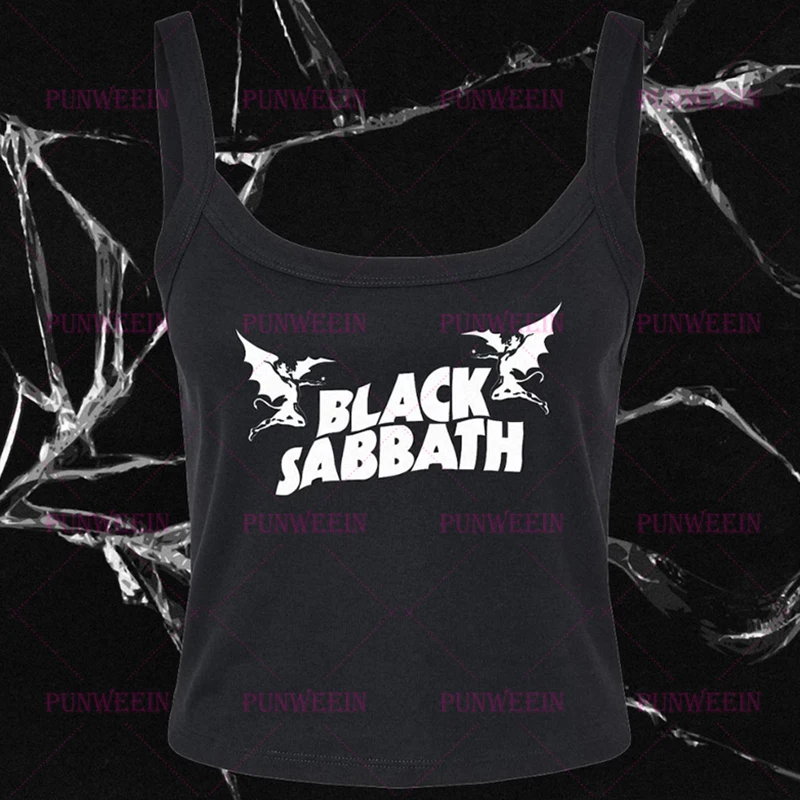 Black Sabbath Grunge Punk Heavy Metal Vintage Y2k Top Gothic Tank Top Sexy Girls Streetwear Harajuku Vest Summer Emo Crop Tops