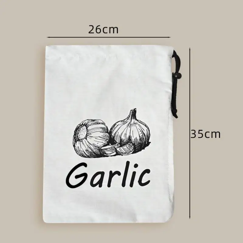 Potato Onion Garlic Pattern Storage Bag Durable Kitchen Vegetables Storage Pouch Drawstring Food Storage Bags with Zipper