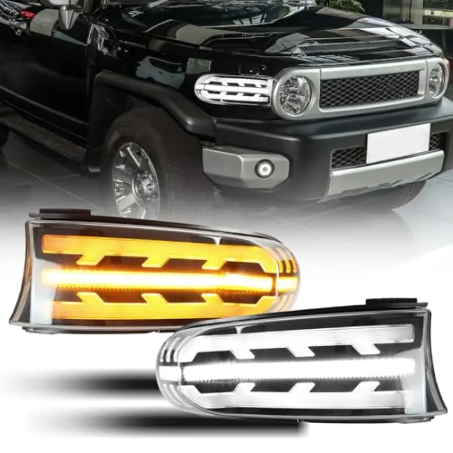 

Upgrade Full LED Driver and Passenger DRL Turn Signal Light Front Headlight for FJ Cruiser 2007-2021 Daytime Running Light Amb