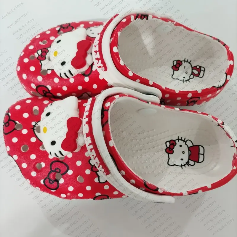 

New Stock Miniso Hello Kitty Hole Sandals Slippers Sandals Kawaii Eva Anime Home Beach Shoes Summer Slippers For Children