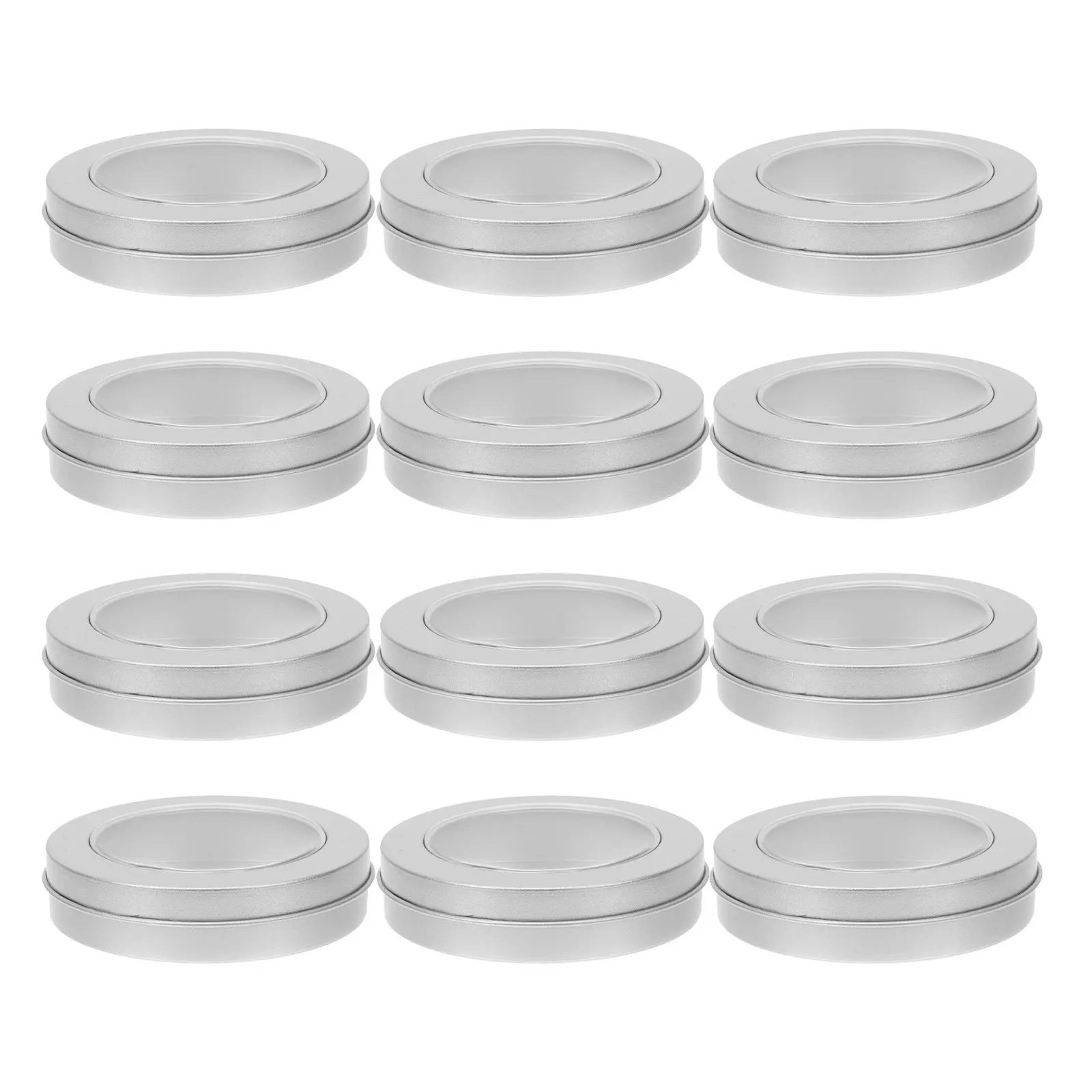 12Pcs Round Tinplate Case Airtight Cookie Box Metal Candy Biscuit Storage Cake Tins for Christmas Gifts Cookie Boxes with Window