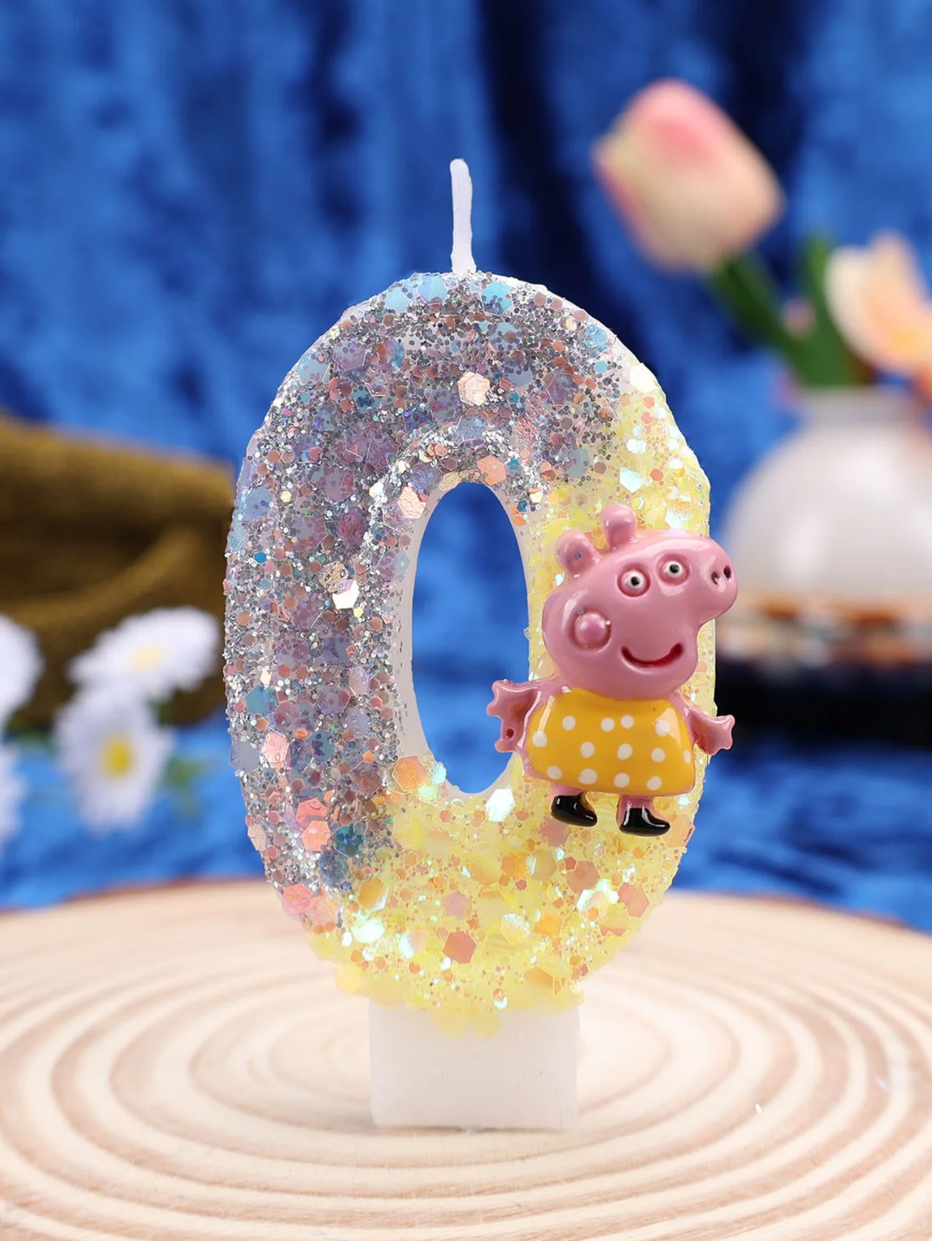 Peppa Pig Yellow Dress-Style Silver-Yellow Number Candles, Festive Party Decoration Gifts, Birthday and Anniversary Candles