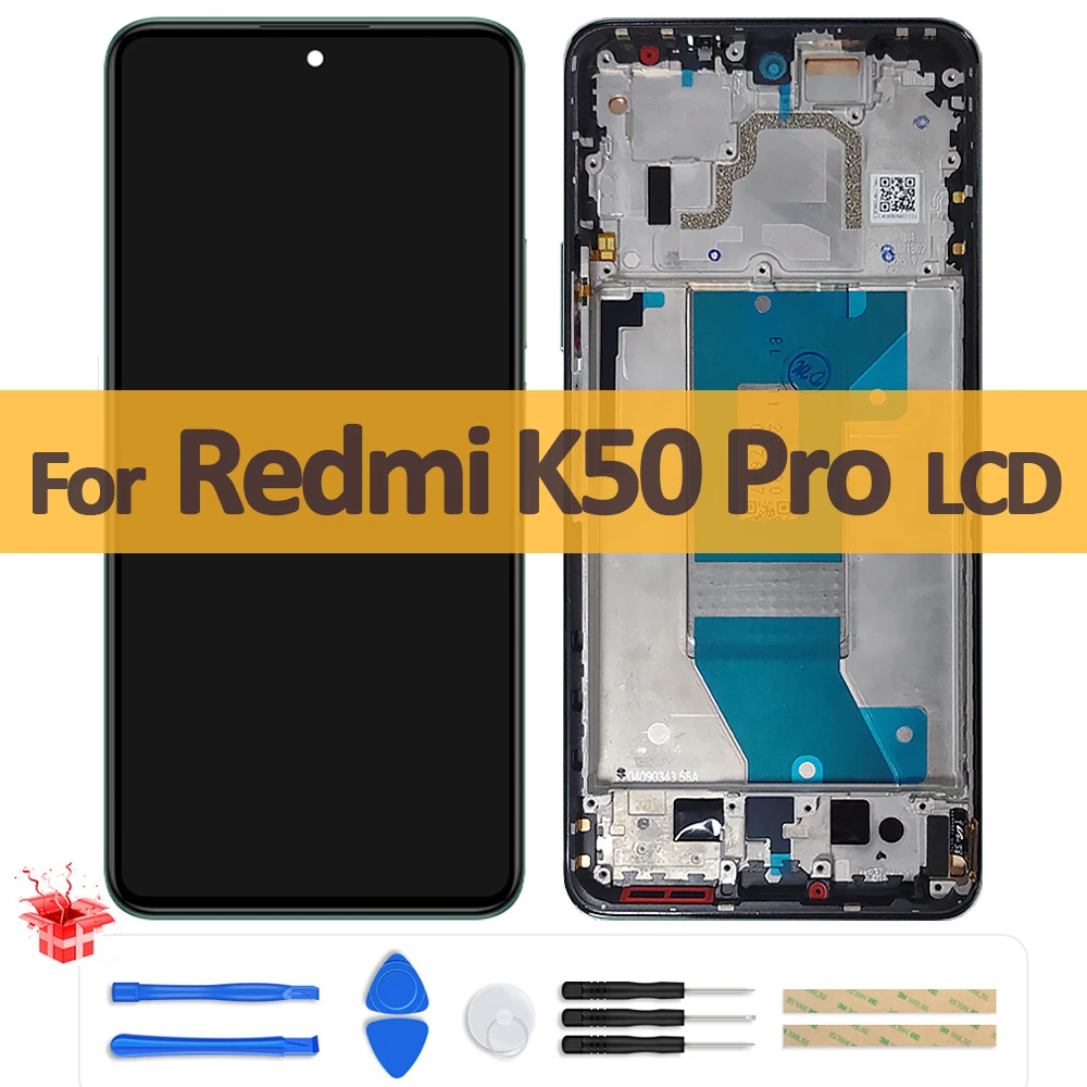 

6.67" OLED For Xiaomi Redmi K50 Pro LCD Display Touch Screen Digitizer Assembly With Frame For For Redmi K50Pro Replace Part