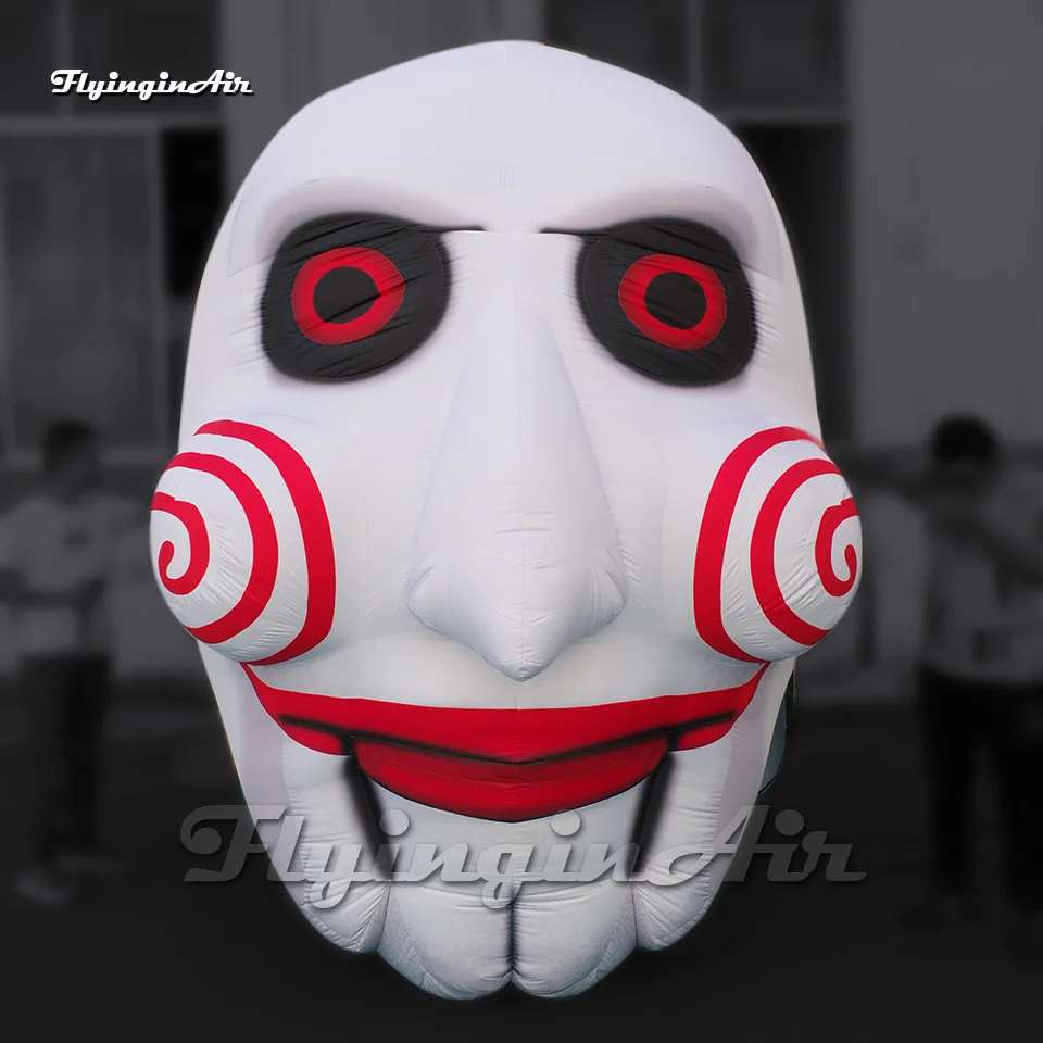 

Scary Hanging Giant White Evil Inflatable Saw Clown Mask With Blower For Halloween Carnival Decoration