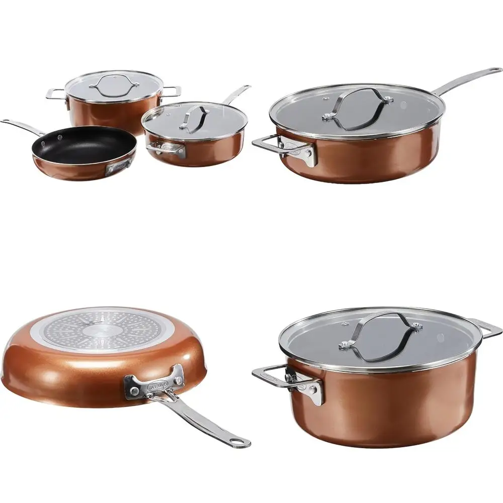 

Gotham Steel Stackable 5-Piece Cookware Set: Stackmaster with Ultra Nonstick Cast Texture Ceramic Coating