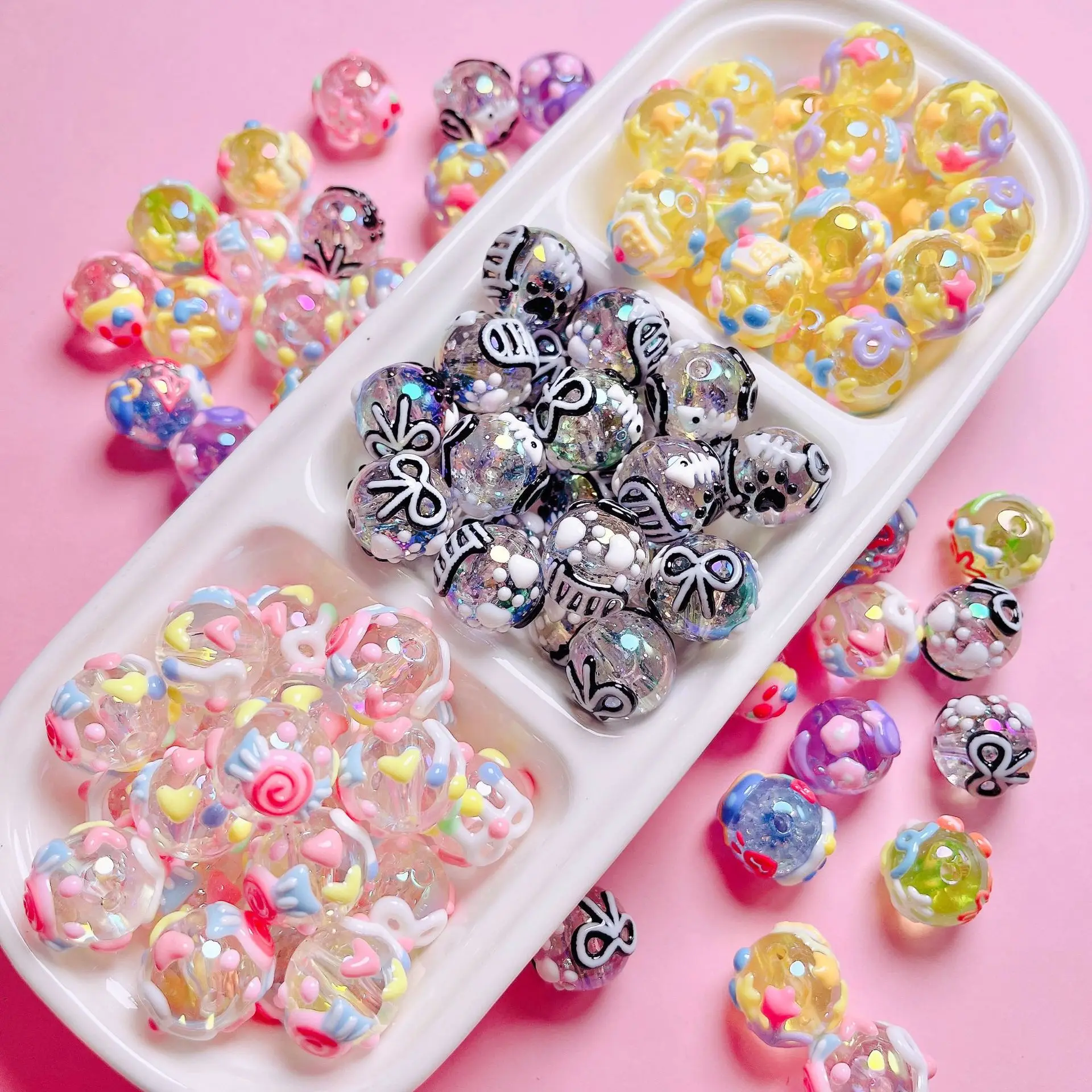 

DIY Jewelry Findings Oil Drop Hand Painting Transparent Colorful Gumball Bubblgum Beads Fit Bracelet Necklace Earring 50pcs 16mm