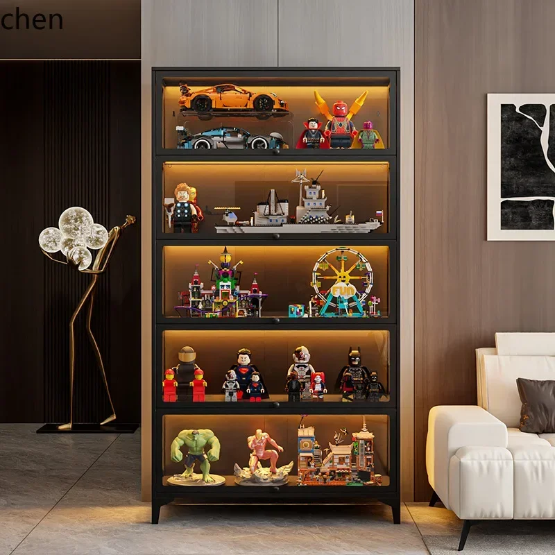I-20 Figure Display Cabinet Transparent Glass Display Steel Storage Household Dust Locker