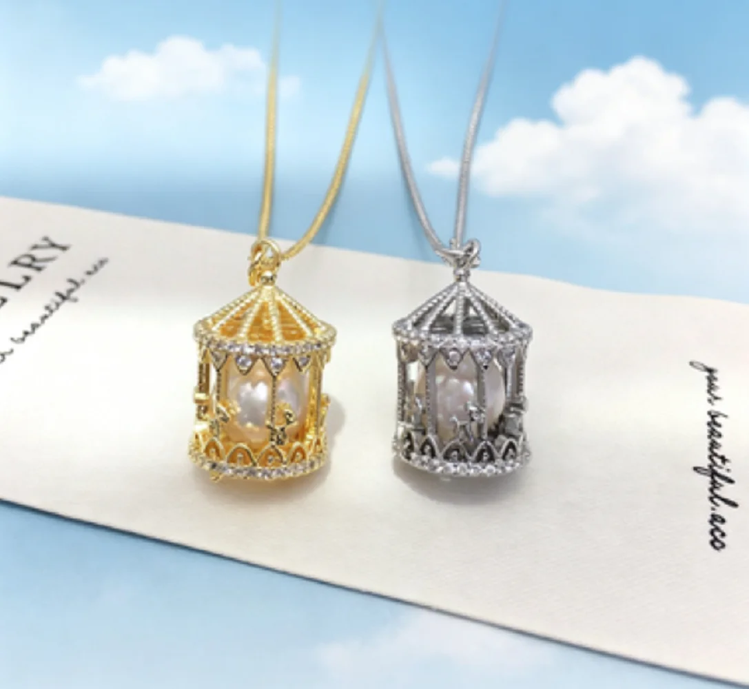 

Exquisite Design Fashionable AAA9-10mm Natural Baroque Pearl Rotating Pendant Pearl Necklace 18 inch/925s
