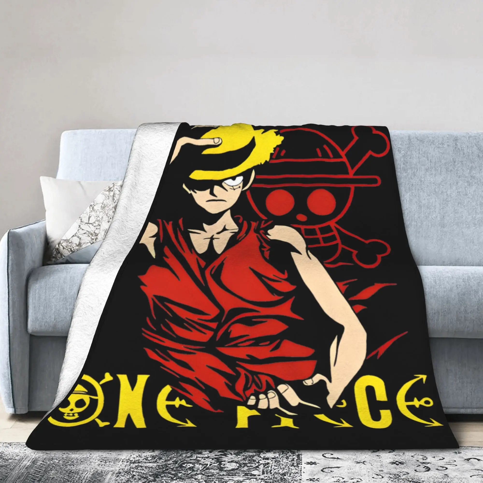 

Monkey D Luffy Gear Anime Manga Flannel Blanket Funny Throw Blanket for Sofa Bedding Lounge 200x150cm Quilt,