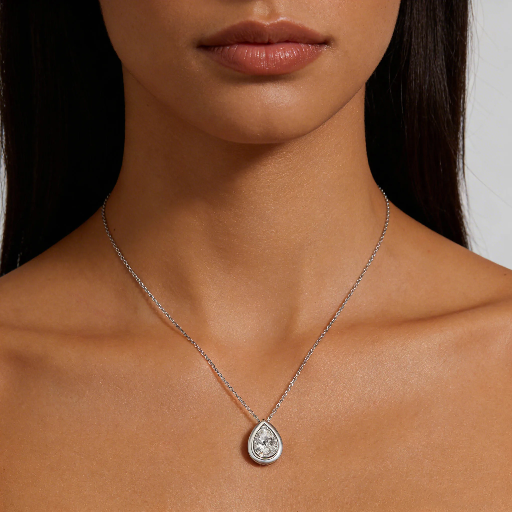 Колье Szjinao с подвеской в форме капли из муассанита 1 карат, огранка «Груша», с ореолом из муассанитов, серебро 925 пробы, для женщин, свадебный подарок