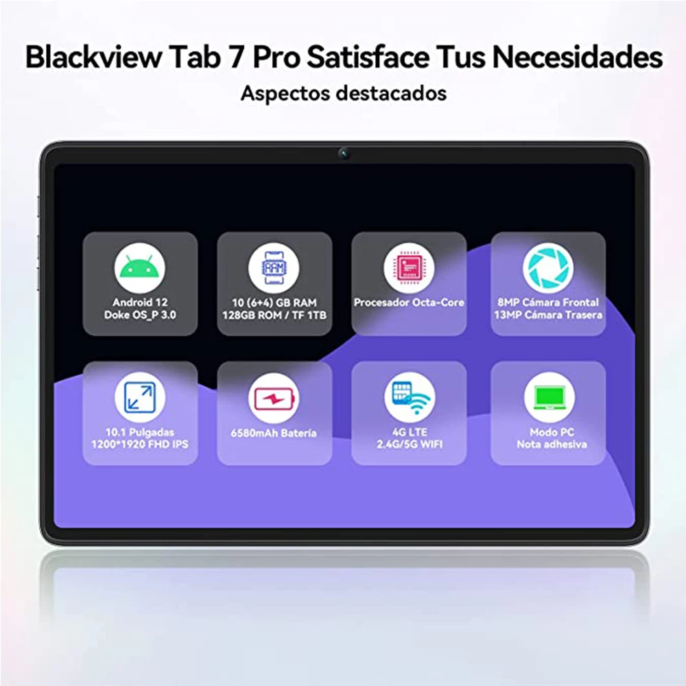 Blackview Tab 7 Pro Tablet Android 12 10.1 Cal dotykowy podwójny 4G LTE + 5G WiFi 10GB + 128GB 13MP + 8MP 1920*1200 6580mAh okta-rdzeń