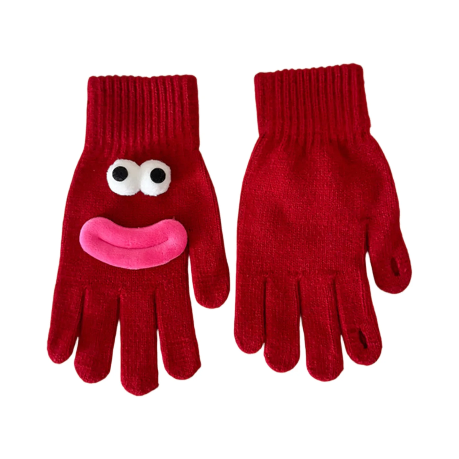 Sarung Tangan Lucu Wanita Sarung Tangan Natal Sarung Tangan Tebal Hangat Musim Dingin Motif Kartun Lucu Mulut Sosis Sarung Tangan Terpisah Jari