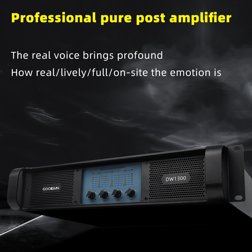 Gooermi DW1300 4x1300W 4CH Professional Digital Power Amplifier Dual Cooling Multiple Protection for Stage DJ Bar KTV PA System