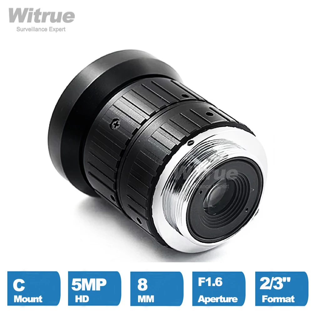 Witrue HD 5MP obiektyw kamery CCTV 8mm C zamontuj aperturę F1.6 Format obrazu 2/3 "do monitoringu dróg przemysłowych — zdjęcie 6