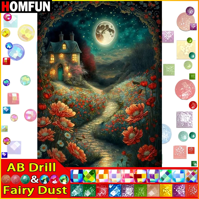

HOMFUN сказочная пыль AB алмазная живопись полный квадратный/круглый бриллиант "Мусячий дом цветок" узор вышивка 5D горный хрусталь живопись