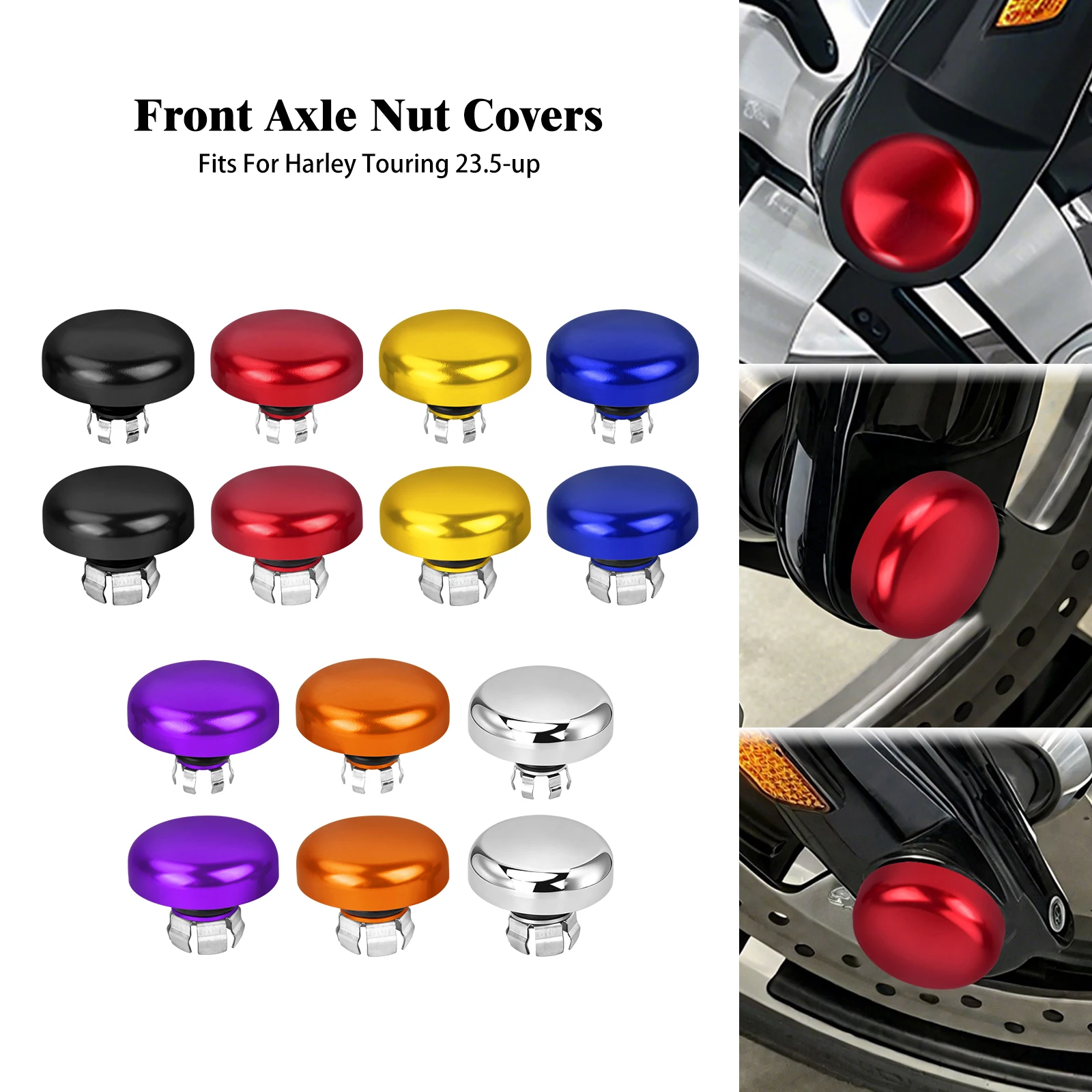 Motorcycle Front Axle Nut Cover Cap Bolt Trim For Harley Touring Street Road Glide FLTRXSE 2023-Up FLHX Axle Bolt Protection Cap