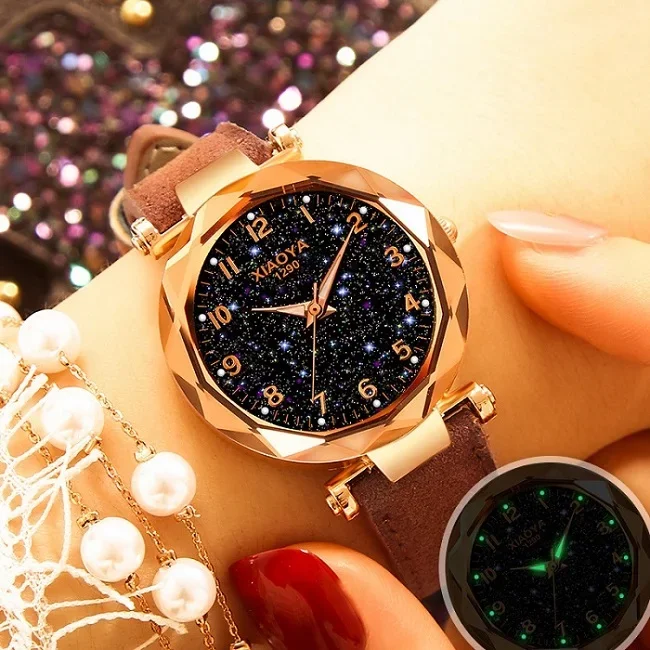 Fashion Design Starry Sky Watch Women Watches Xiaoya Women Watches Leather Band Quartz  Ladies Watches horloges vrouwen