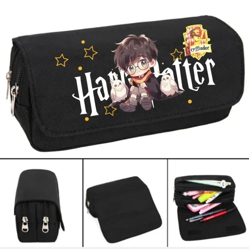 Sac de rangement portable Harry Potter, trousse à crayons, Kawaii, dessin animé Rick, étudiant, jouets pour enfants, cadeaux de vacances