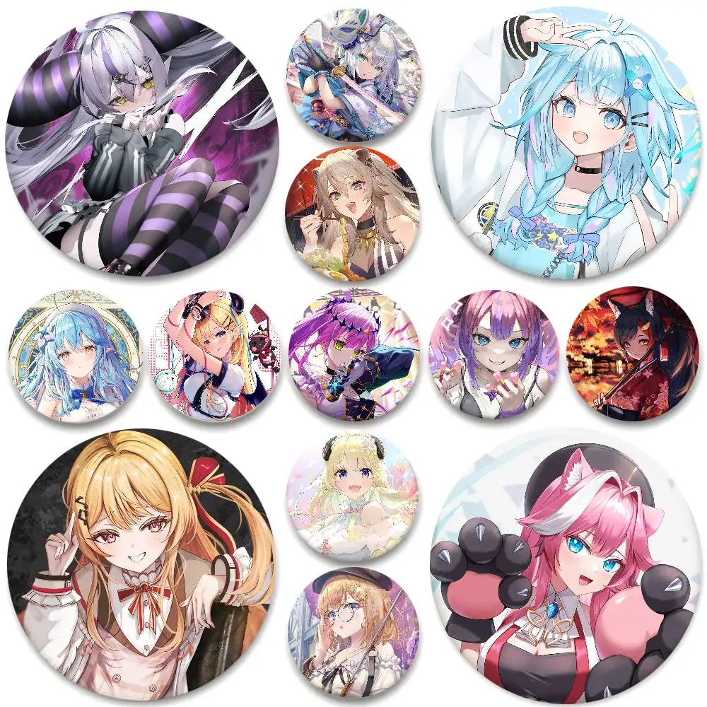 Anime Hololive Abzeichen Runde Abzeichen Weißblech Münze Brosche Kleidung Rucksack Zubehör Anstecknadel