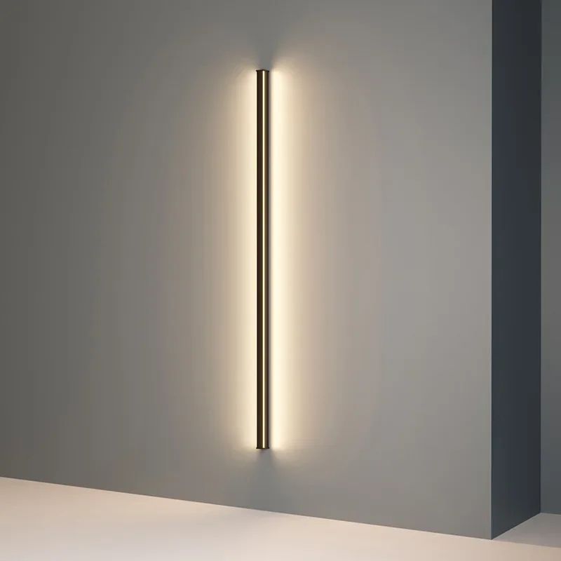 Imagem -03 - Lâmpada de Parede Led Minimalista Preta Linha Moderna Tiras Luzes para Sala de Estar Quarto Cabeceira Corredor Moderno 120 cm 100 cm 80 cm 60cm