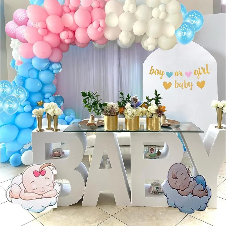 50 Uds. Globos reveladores de género en látex rosa, azul y blanco para decoraciones de Baby Shower, perfectos para fiestas temáticas, fondo fotográfico
