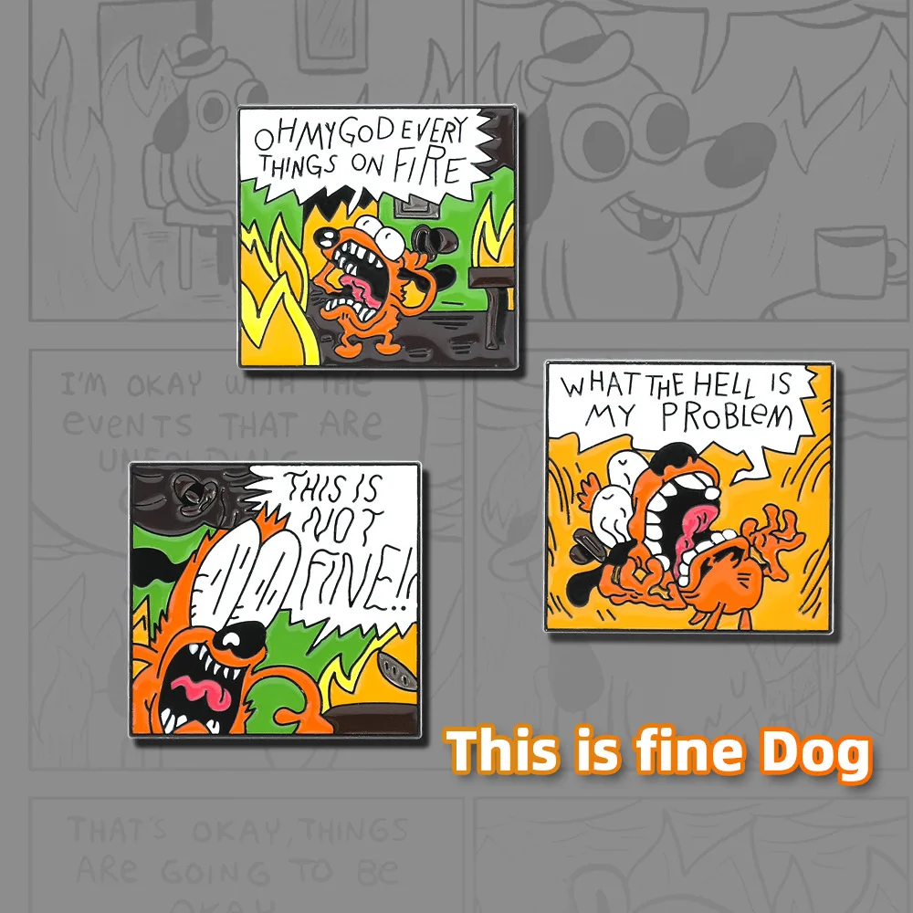 This is Fine Cartoon Dog Enamel Pins Comic Book Coffee Metal Brooch Badge Cute Dog Fashion Jewellery Backpack Accessory Gifts image 5