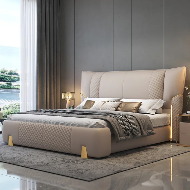 

Pretty Modern Luxury Double Bed Frame House King Size Italian Comferter Bed Adults Villa Camas De Dormitorio Bedroom Furniture