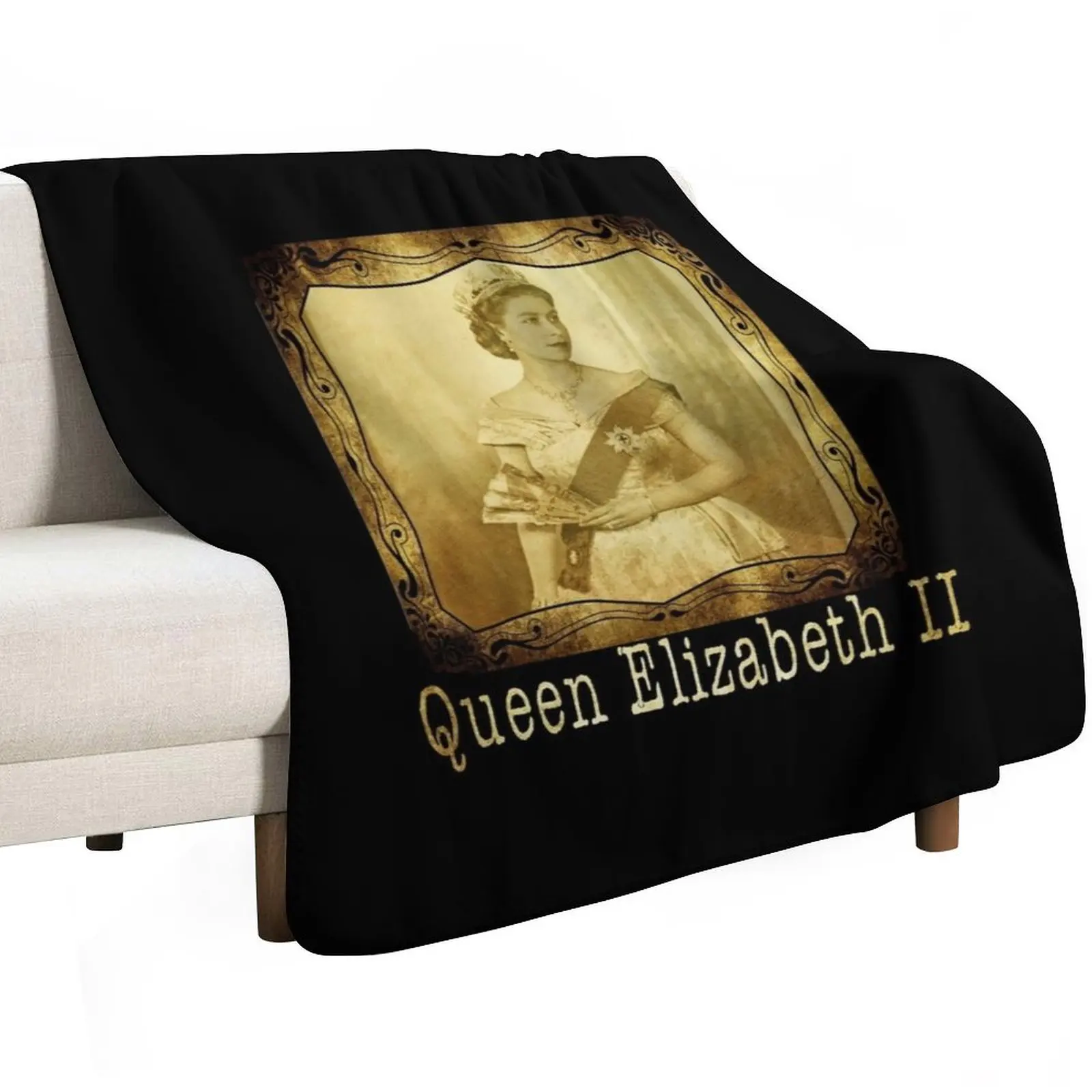 Elizabeth II Royal Vintage Picture Portrait British Monarch Throw Blanket Polar Bed Fashionable blankets ands Flannel Blankets