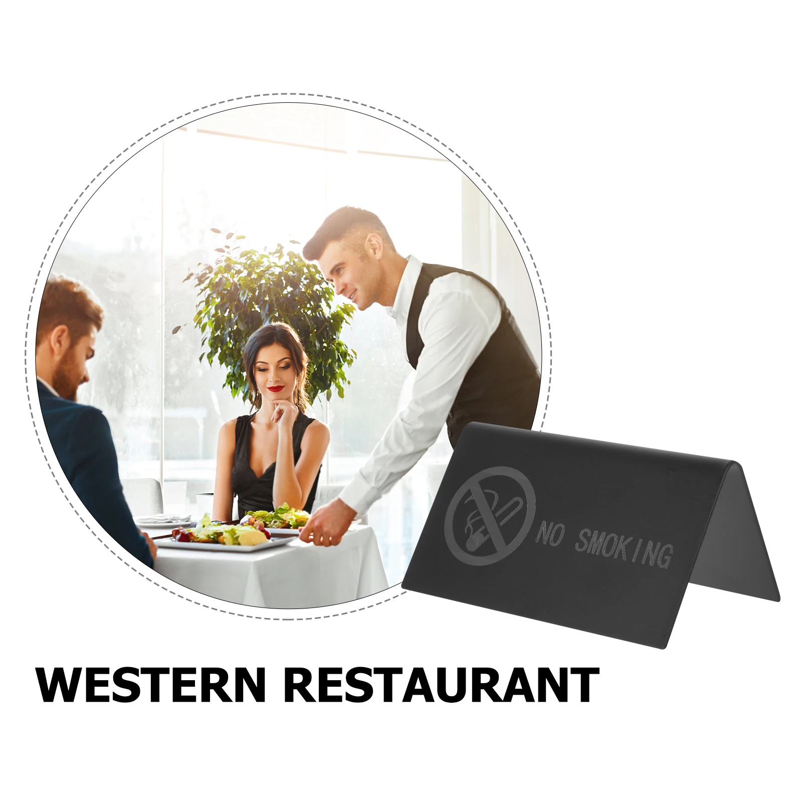 

No Smoking Sign 6x10cm Stainless Steel Desktop Indicator for Home Public Places tent shaped non fading tabletop cards no