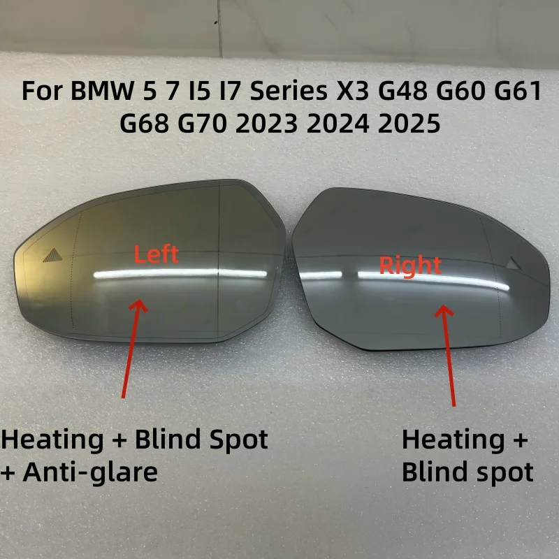 

Auto For BMW 5 7 I5 I7 Series X3 G48 G60 G61 G68 G70 2023 2024 2025 Mirror Glass new Dimming Heated Blind Spot Warning Rear