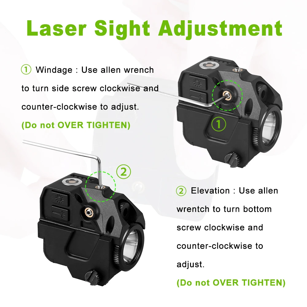 Torcia Glock Arma Pistola Luce Laser Combo Rosso Verde Pistola Laser Luce Ricarica magnetica Torcia LED per guida Picatinny da 20 mm